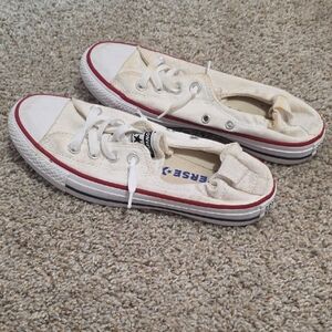 Converse Kids Off-White Sneakers with Red Trim